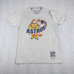 Mitchell Ness Houston Astros Baseball Retro T Shirt M Gray Astronaut Cooperstown